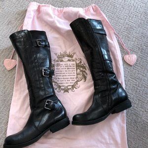 Juicy Couture Black Leather Moto Boots - Sz 5 1/2